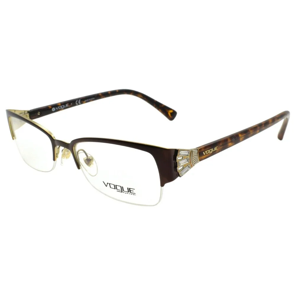 Vogue VO 4014-B 934 Women's Eyeglasses Frames Half-Rim 50-18-135 Brown / Stones